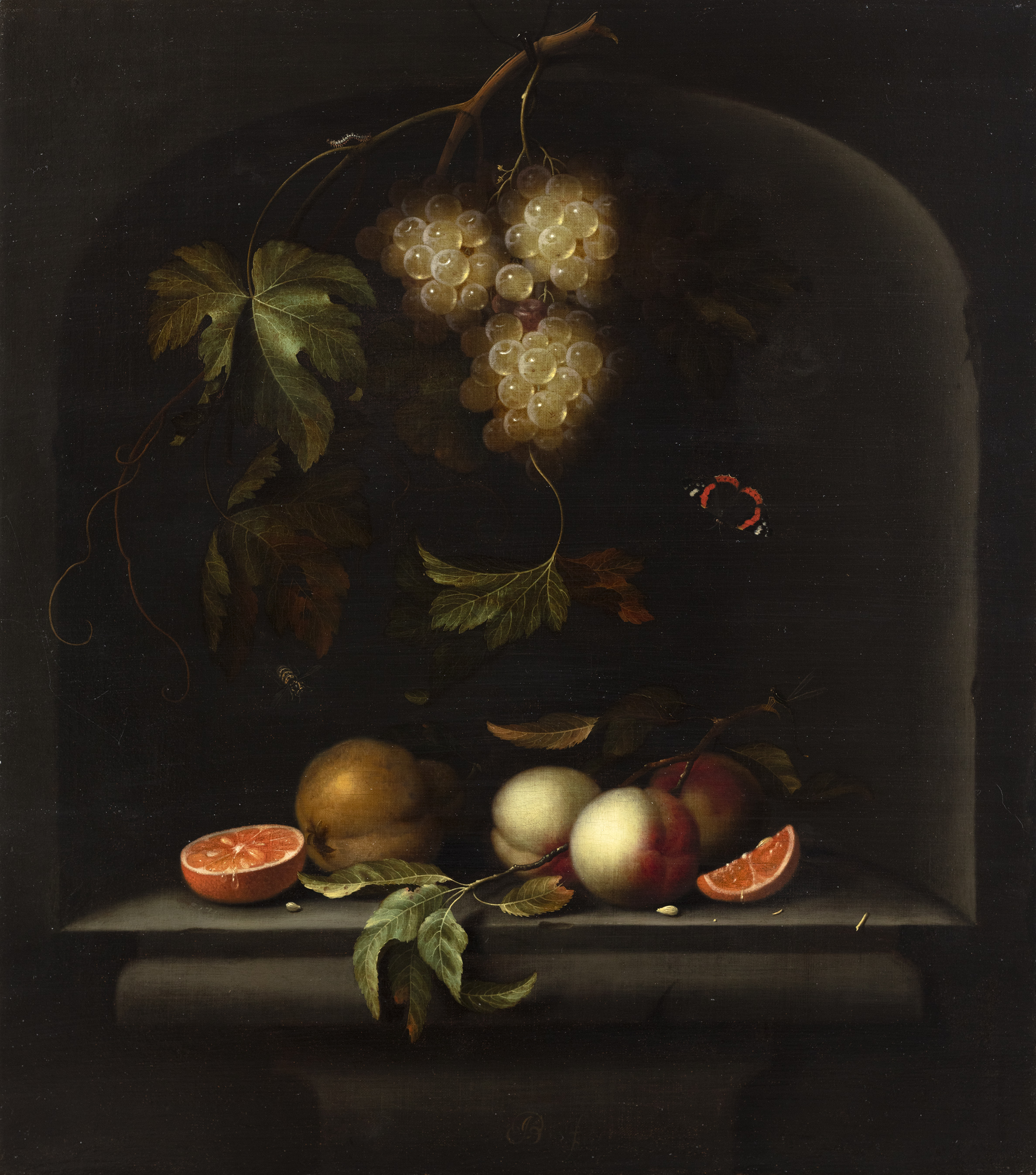 Still life with fruits in a niche