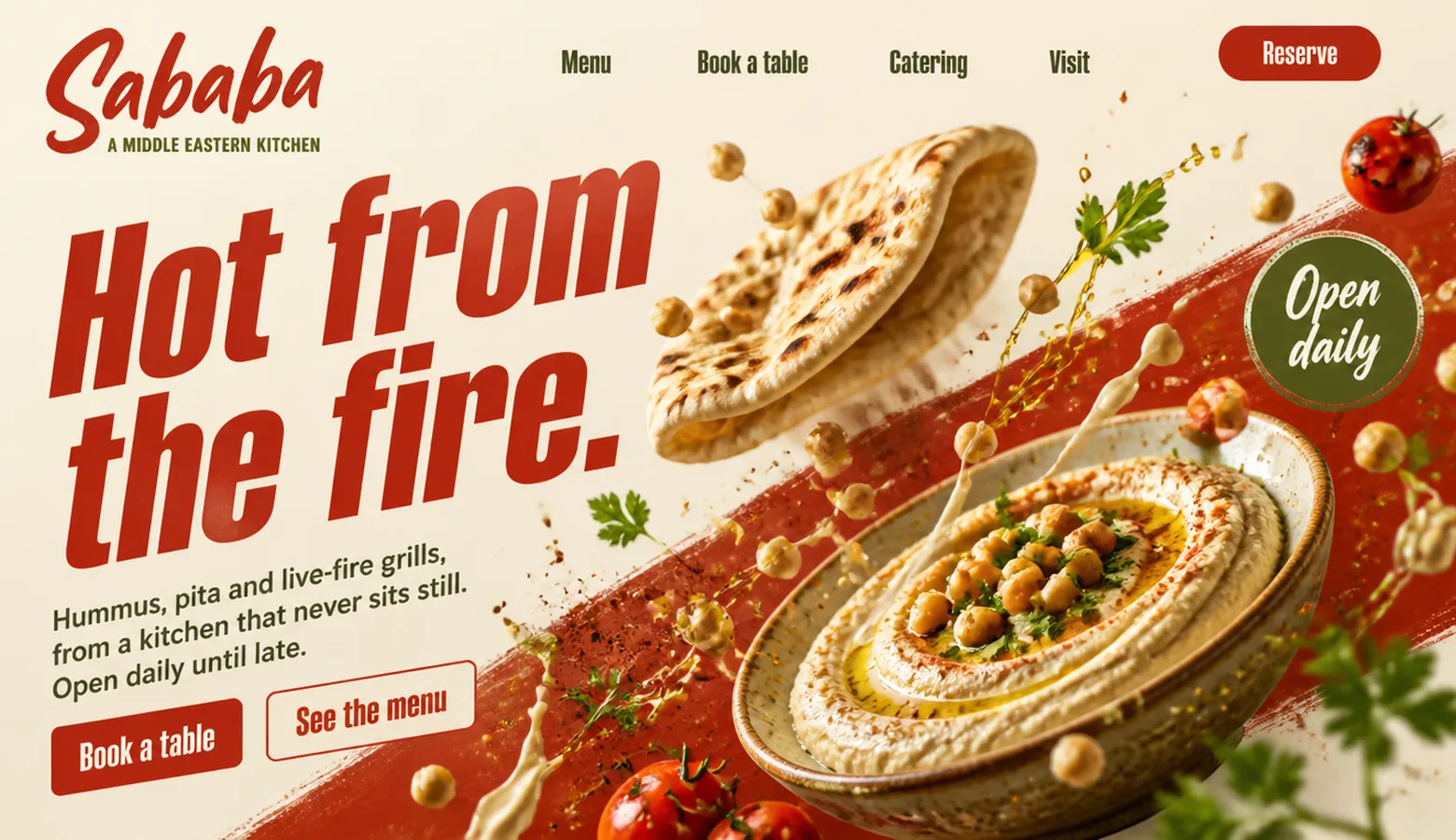 Sababa restaurant website