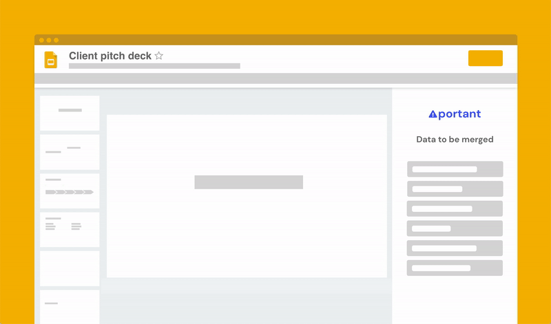 An animation showing text and images being automatically placed inside a Google Presentation.