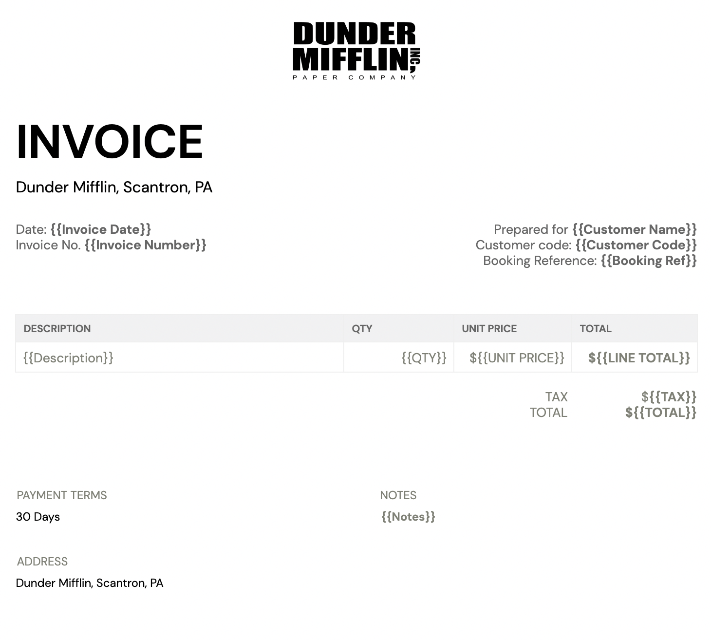 Portant's Free Invoice Template