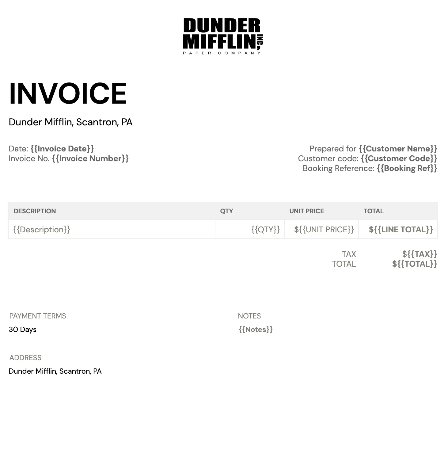 Professional Invoice Example - Portant's Free Template