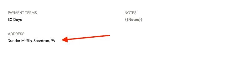 Example of Including Your Business Address in Your Invoice