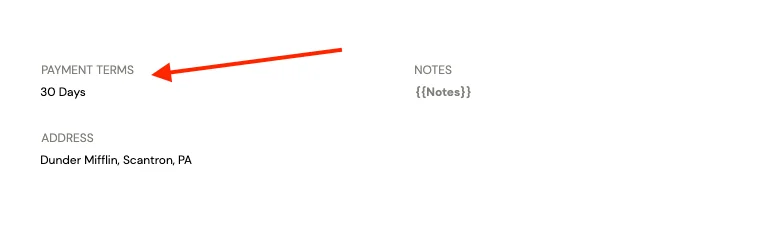 Example of Adding a Payment Term in Your Invoice