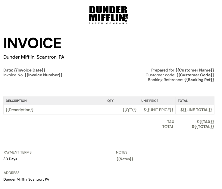 Portant's Free Service Invoice Template