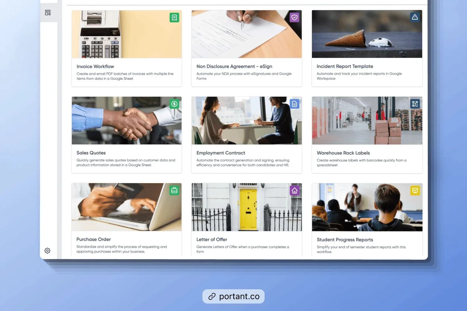 Portant's Library of Template that You Can Automate