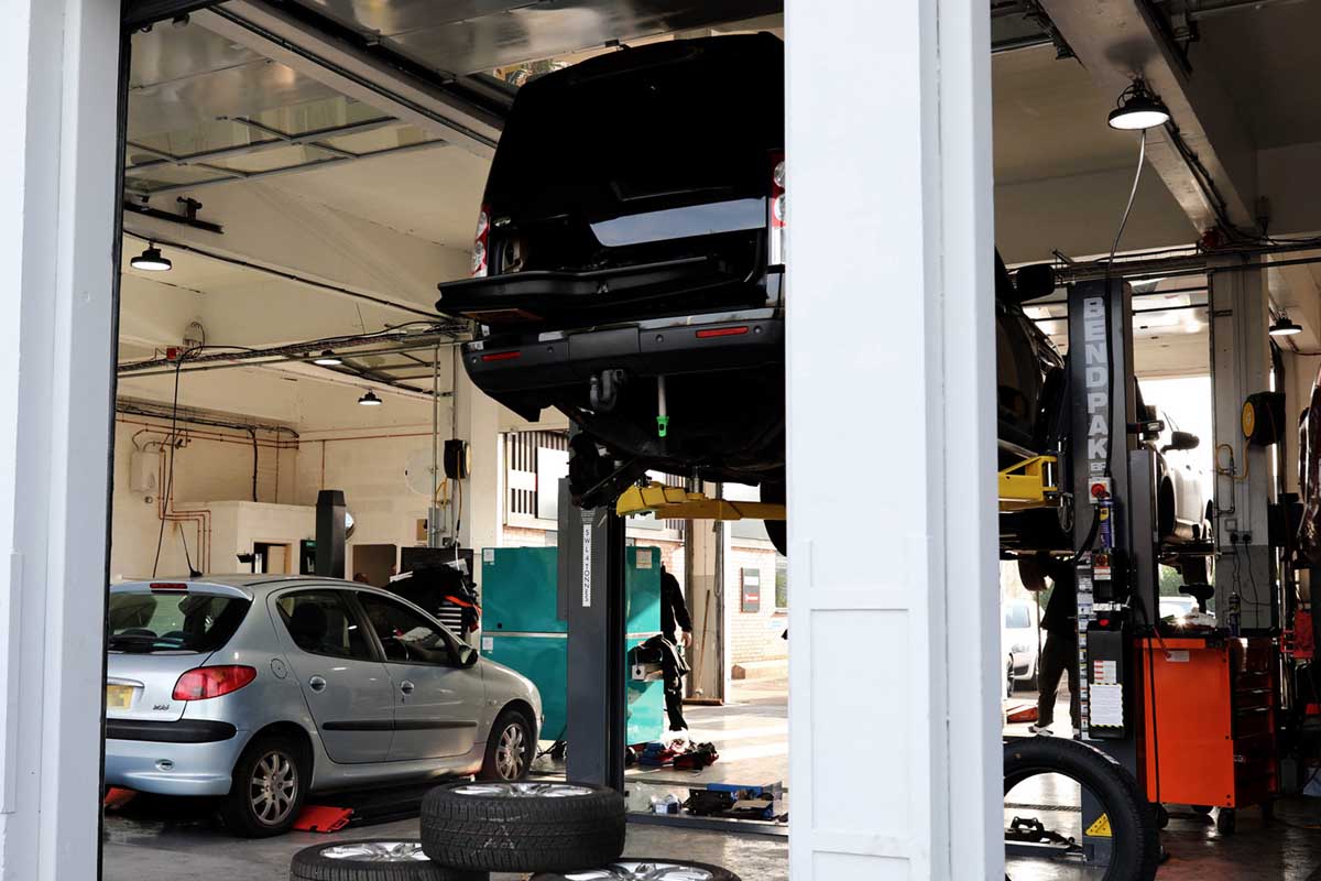 car on ramp at The Auto Workshop