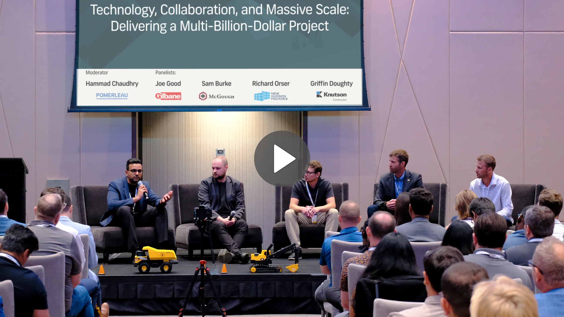 SitePlan Summit 4 - Panel Discussion - Hammad Chaudhry (Pomerleau), Joe Good (Gilbane), Sam Burke (McGough), Richard Orser (New Hudson Facades), Griffin Doughty (Knutson)