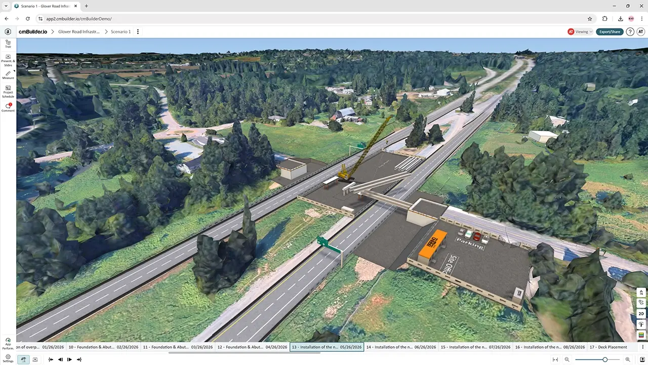 Glover Road project Construction using cmBuilder platform and resources