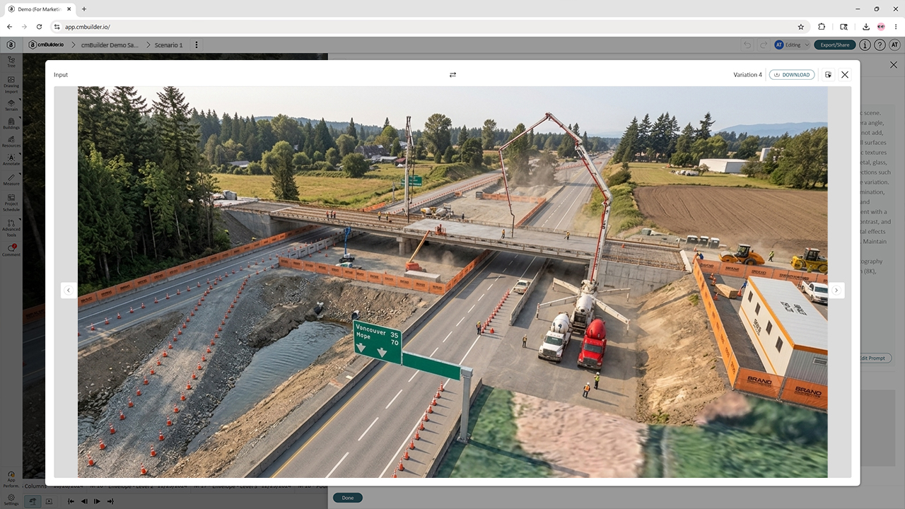cmBuilder AI enhanced generated image-bridge construction