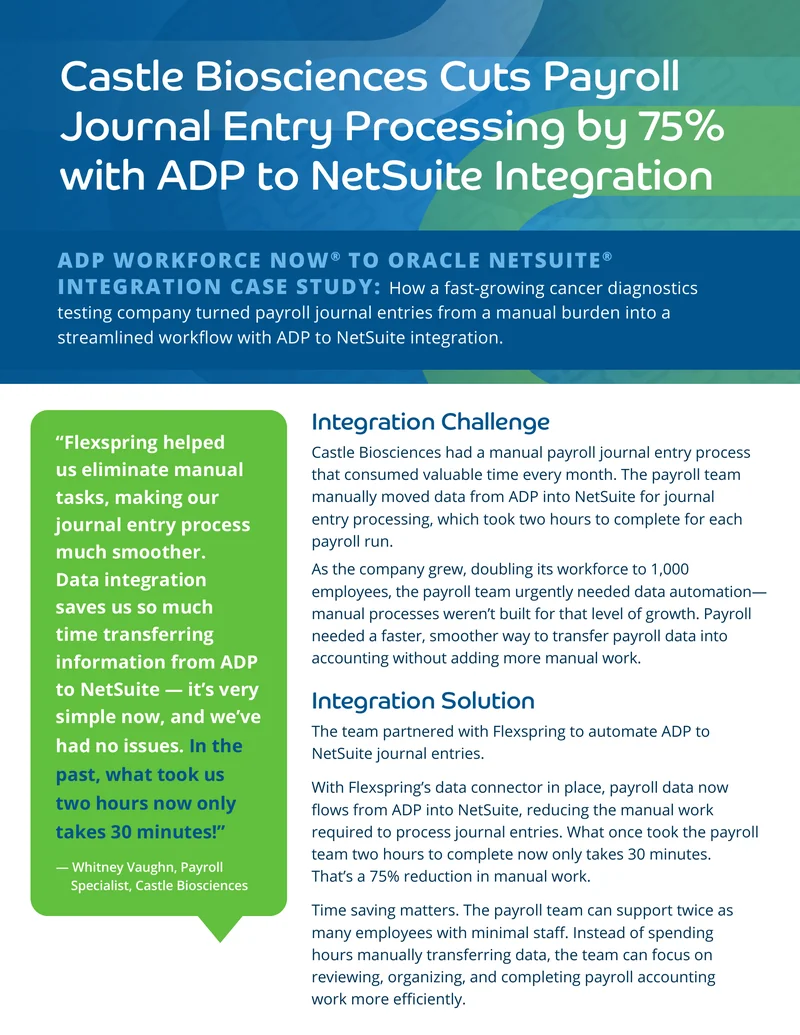 Castle Biosciences ADP to NetSuite integration case study