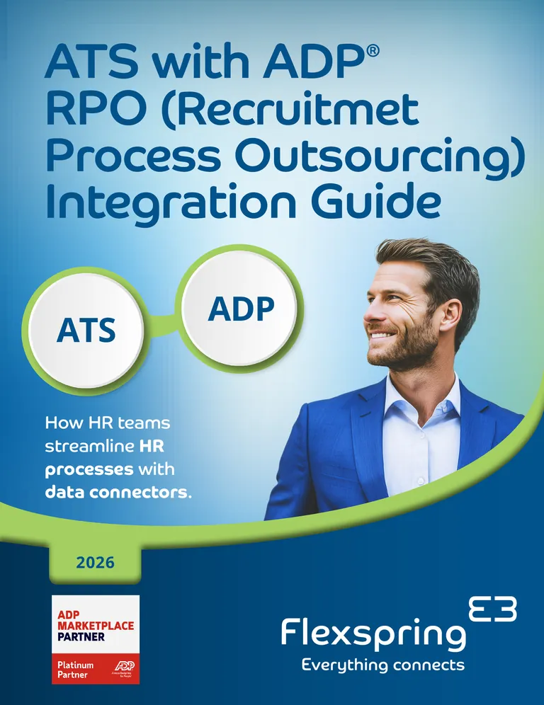 Cover of the ATS with ADP RPO (Recruitment Process Outsourcing) Integration Guide from Flexspring