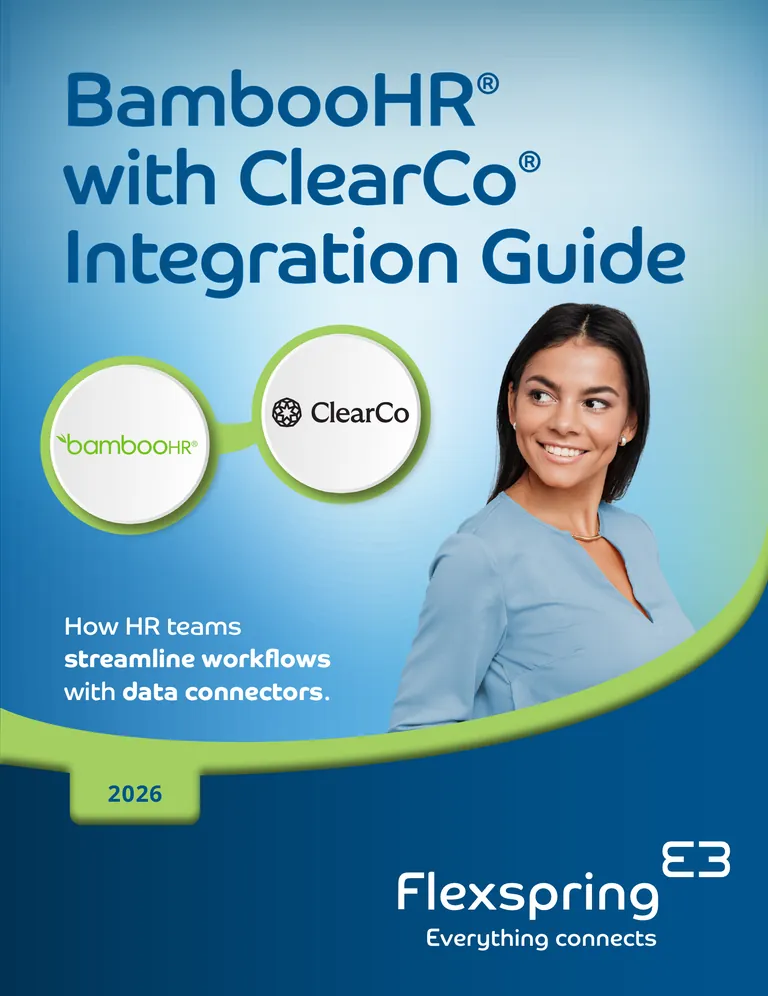 Portada de la guía de integración de ClearCompany con BambooHR, de Flexspring
