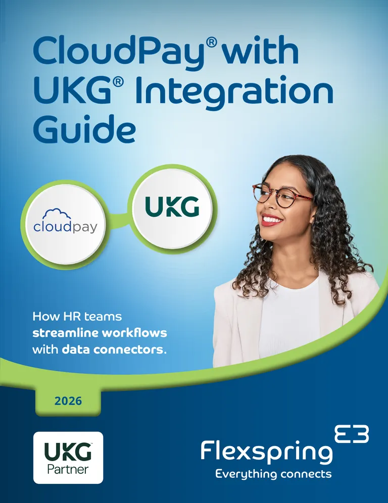 Cover of the CloudPay with UKG Integration Guide from Flexspring