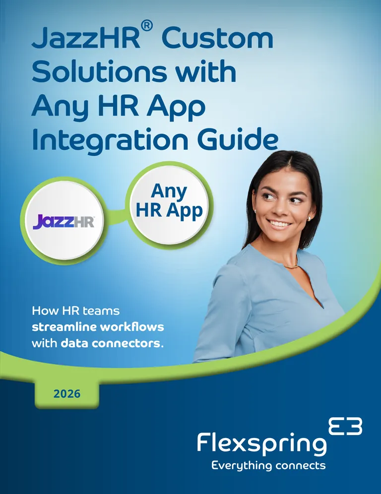 Cover of the JazzHR Custom Solutions with Any HR App Integration Guide from Flexspring