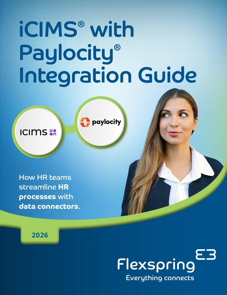 Titelseite des Leitfadens zur Integration von iCIMS und Paylocity von Flexspring