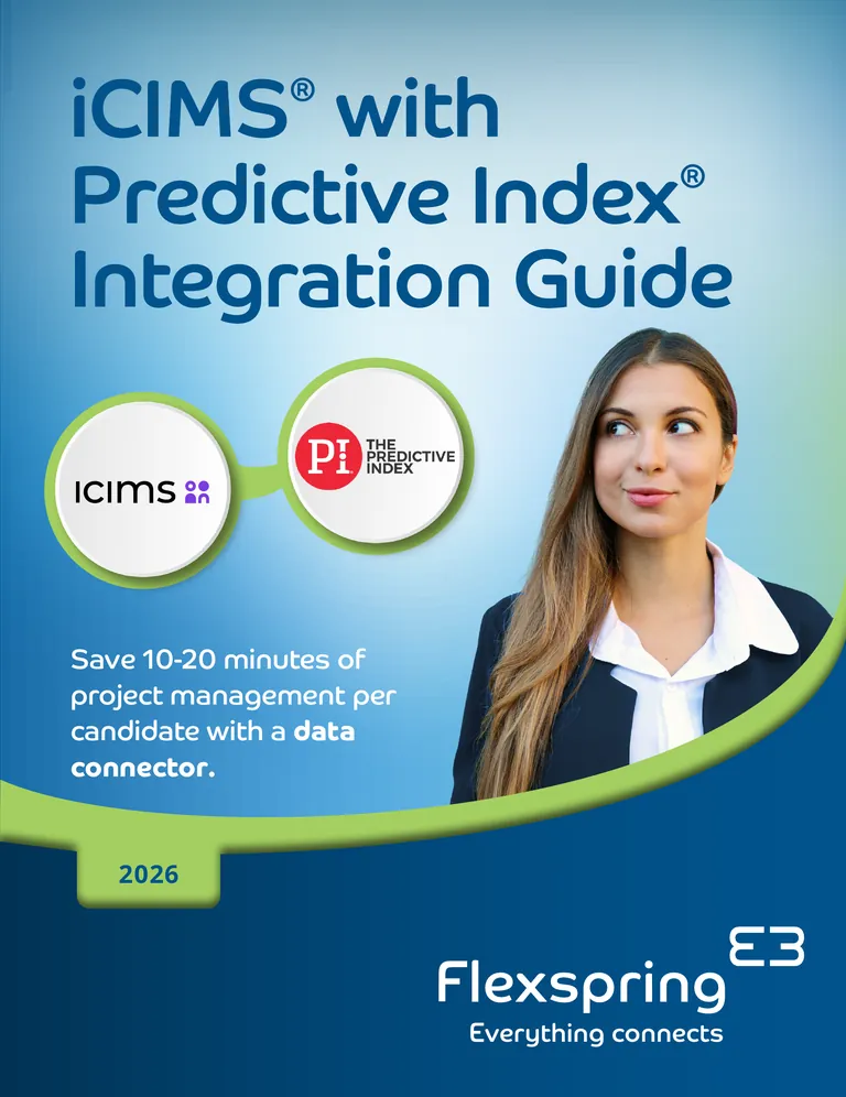 Portada de la guía de integración de iCIMS con Predictive Index , de Flexspring