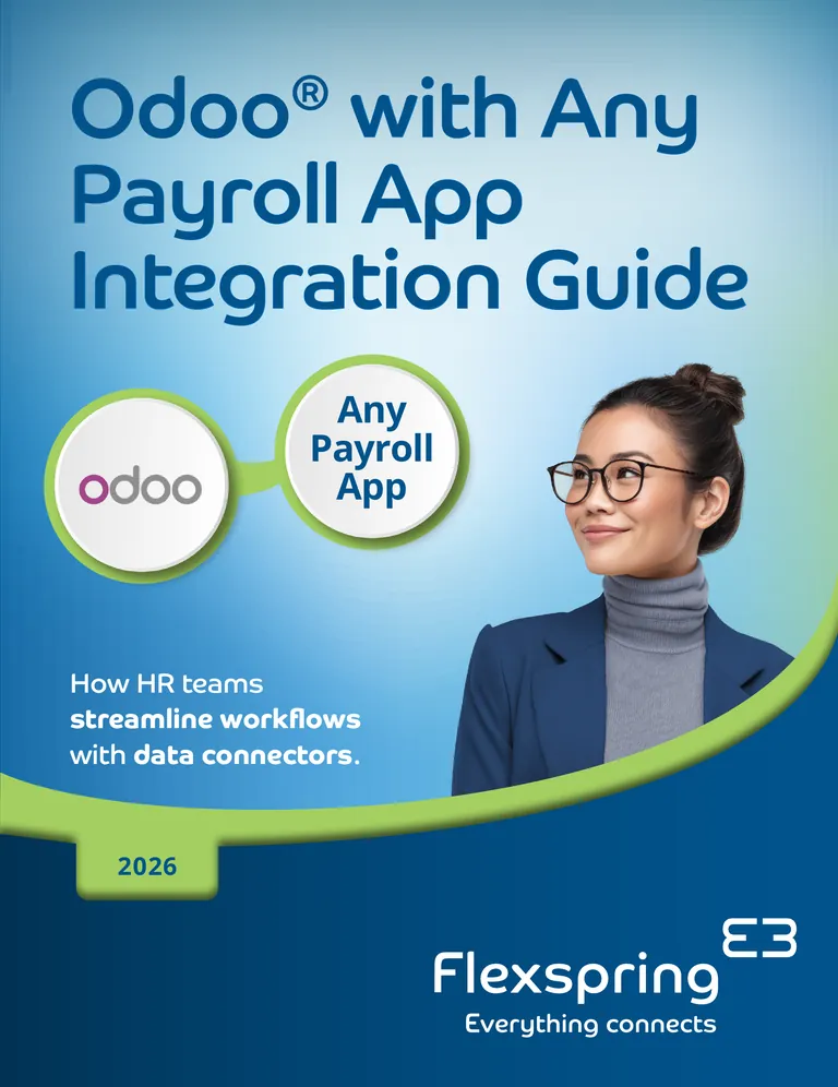 Cover of the Odoo with Any Payroll App Integration Guide from Flexspring