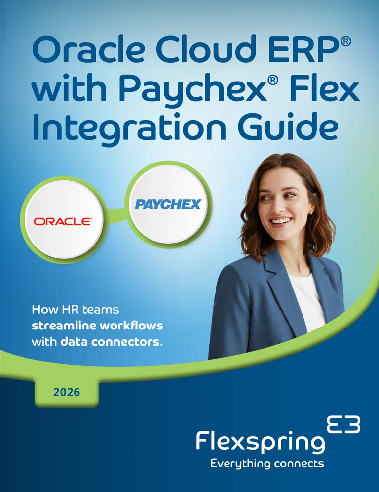 Cover of the Oracle Cloud ERP with Paychex Flex Integration Guide from Flexspring