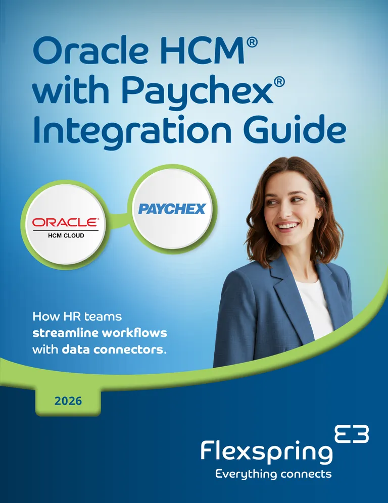 Cover of the Oracle HCM with Paychex Flex Integration Guide from Flexspring