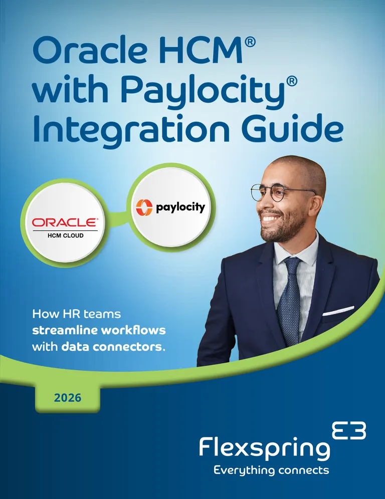 Titelseite des Leitfadens zur Integration von Oracle HCM und Paylocity von Flexspring