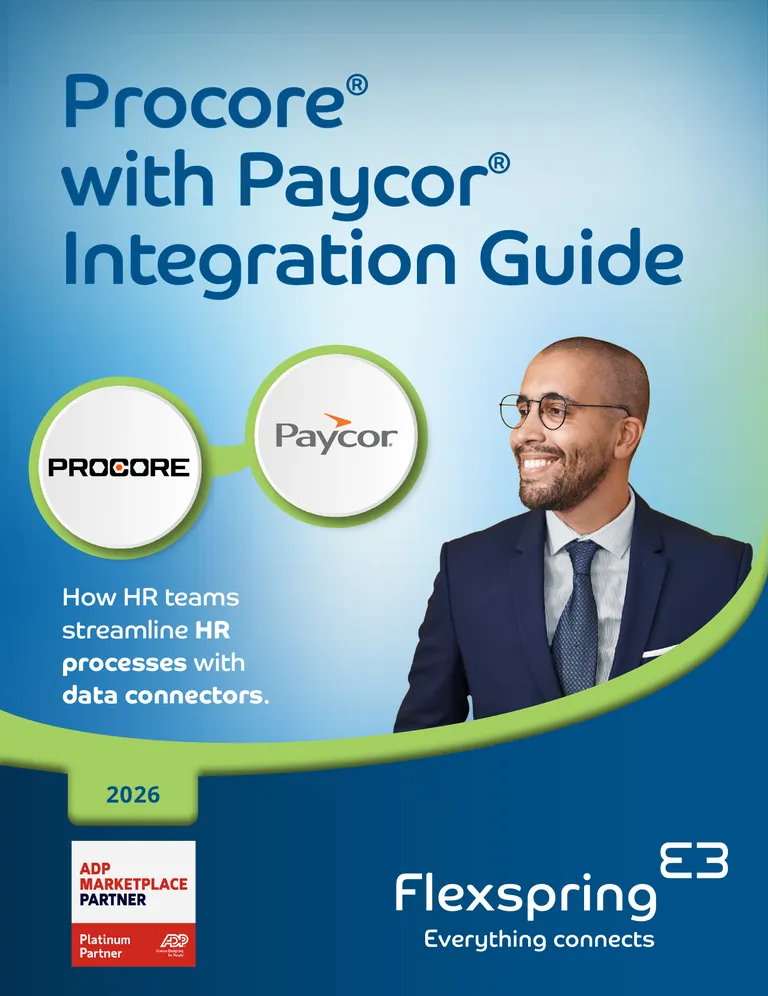 Titelseite des Leitfadens zur Integration von Procore und Paycor von Flexspring