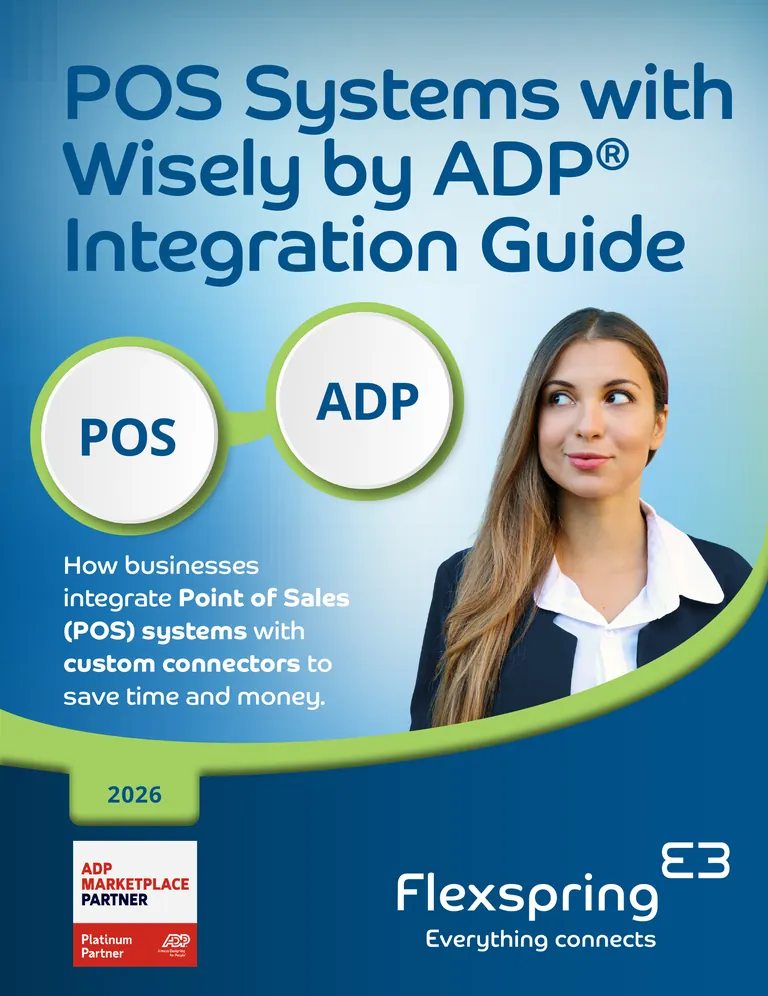 Couverture du guide d'intégration « POS Systems with Wisely by ADP » publié par Flexspring