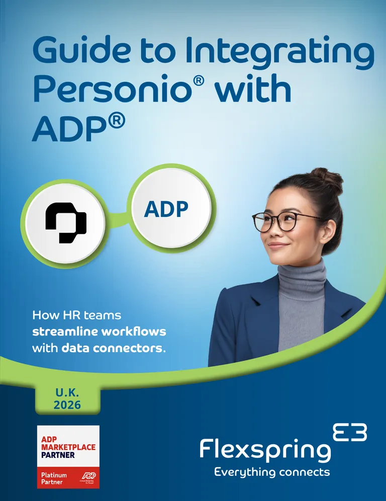 Titelseite des Personio-Leitfadens zur Integration mit „ ADP “ für die Niederlande von Flexspring