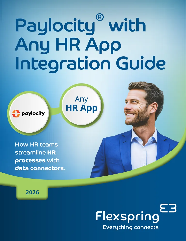 Portada de la guía «Soluciones personalizadas de Paylocity con integración con cualquier aplicación de RR. HH.» de Flexspring
