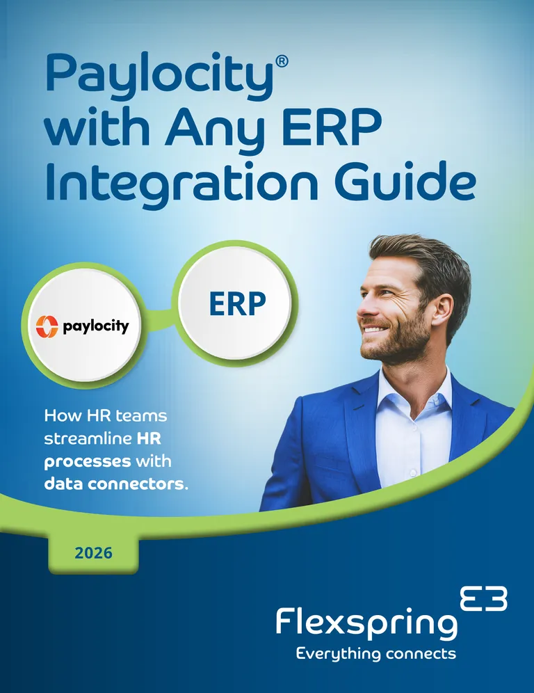 Cover of the Paylocity with Any ERP Integration Guide from Flexspring