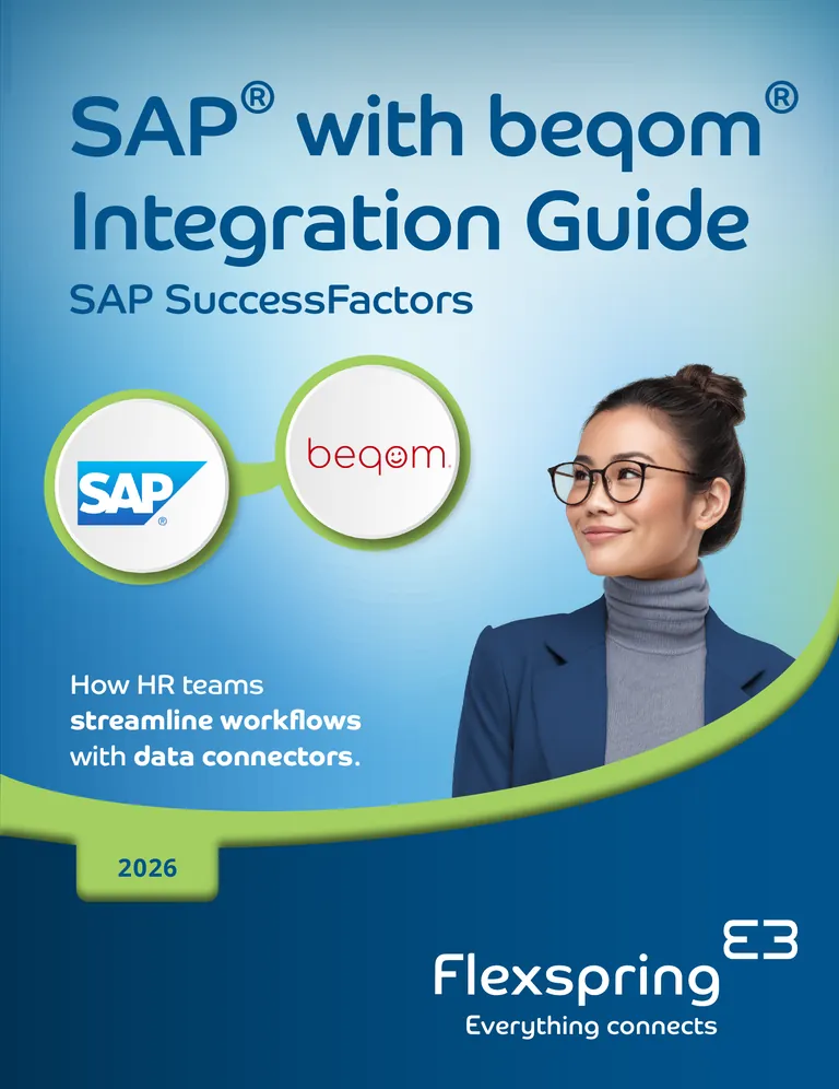 Titelseite des SAP-beqom-Integrationsleitfadens von Flexspring