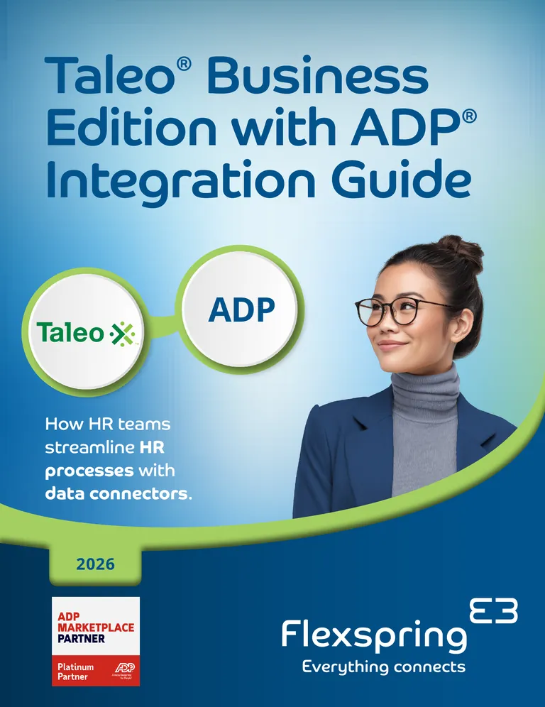 Titelseite des Leitfadens zur Integration der Taleo Business Edition mit „ ADP “ von Flexspring