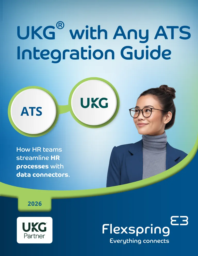 Portada del UKG con cualquier guía de integración de ATS de Flexspring