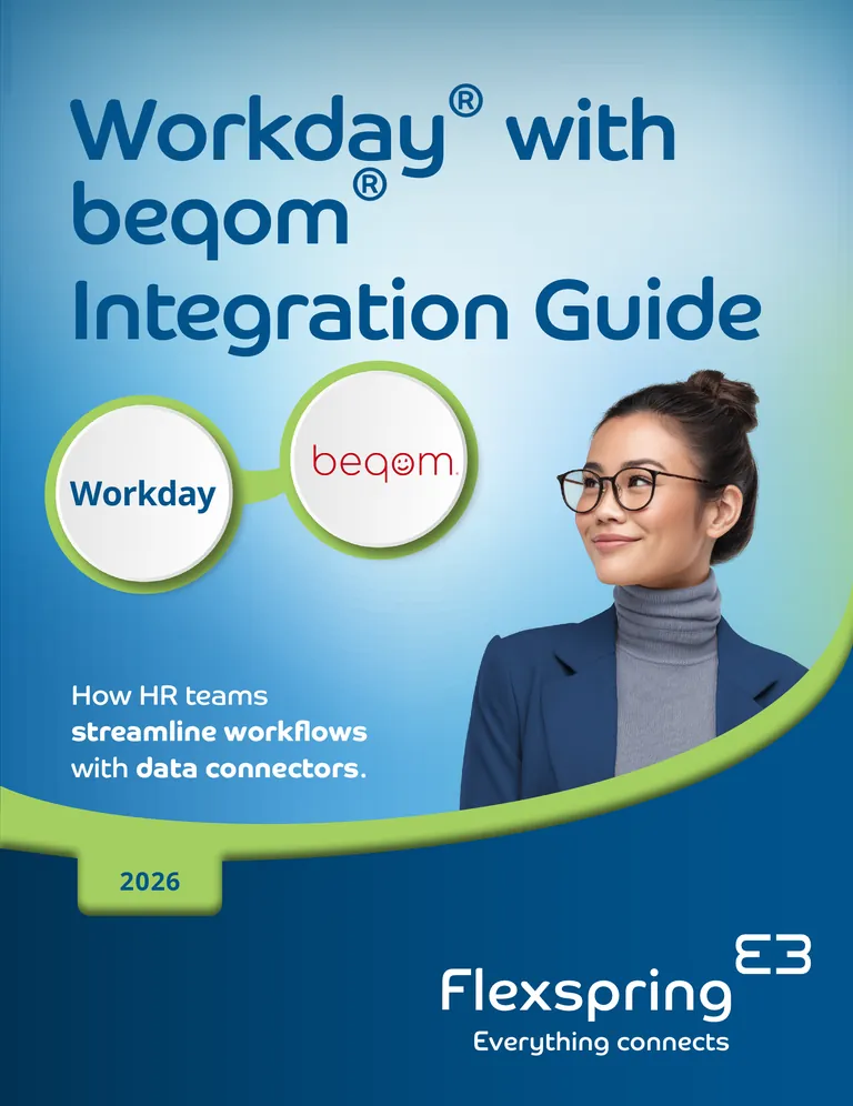 Cover of the Workday with beqom Integration Guide from Flexspring