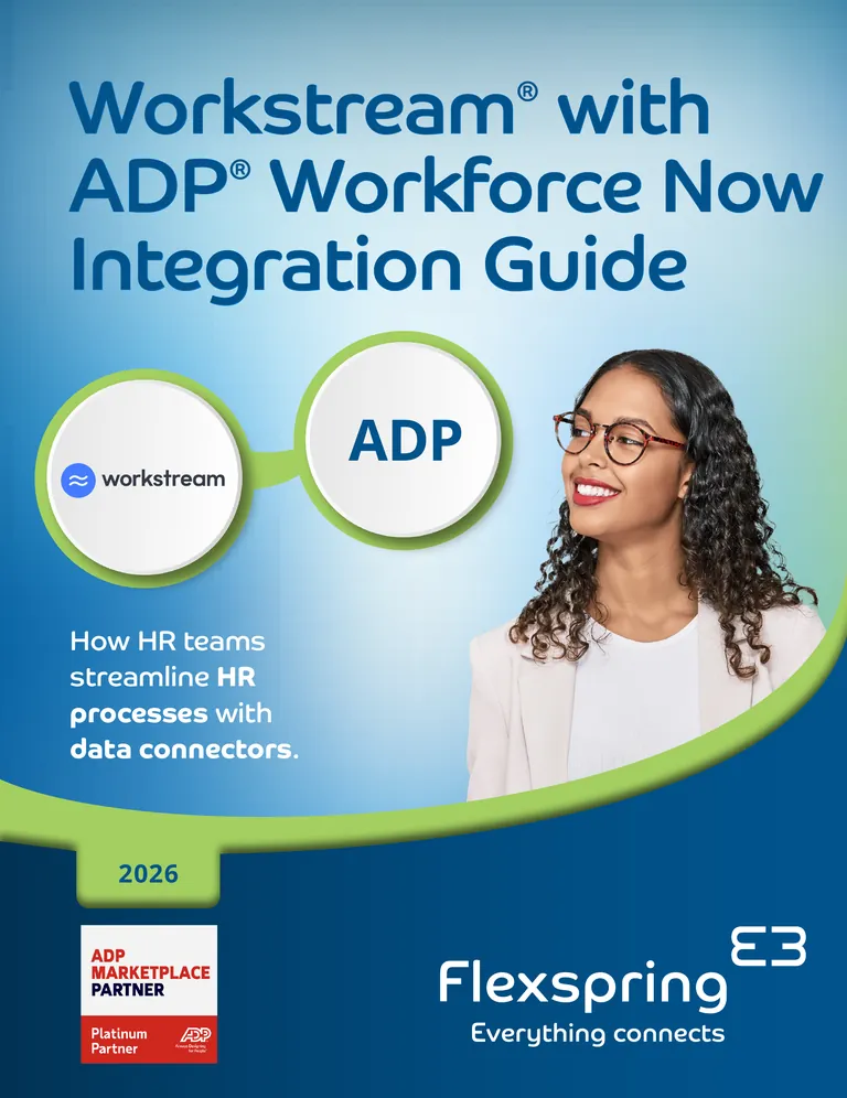 Portada de la guía de integración «Workstream con ADP  »Workforce Now de Flexspring