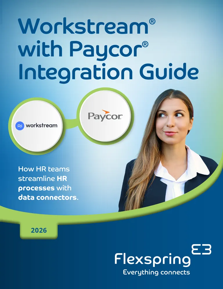 Cover of the Workstream with Paycor Integration Guide from Flexspring