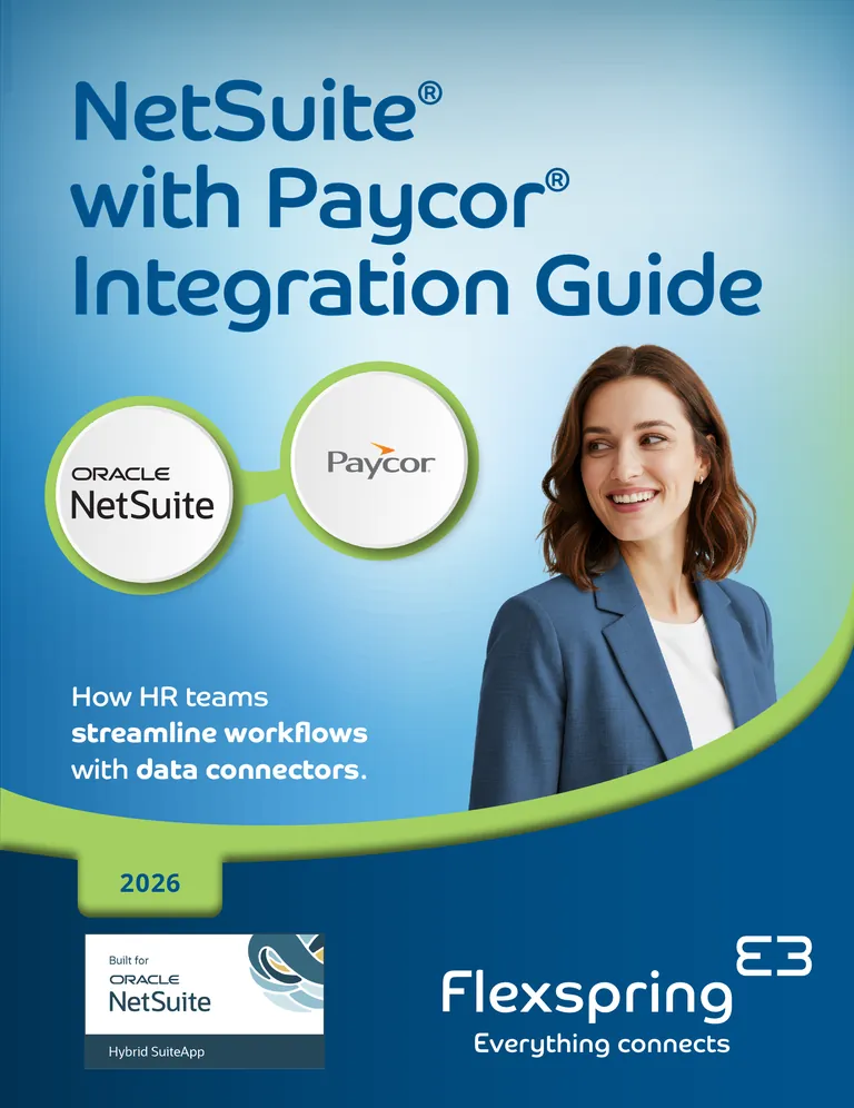 Cover of the NetSuite with Paycor Integration Guide from Flexspring