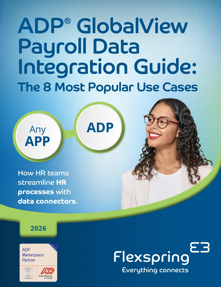 Cover of the ADP GlobalView Payroll Integration Guide: The 8 Most Popular Use Cases from Flexspring