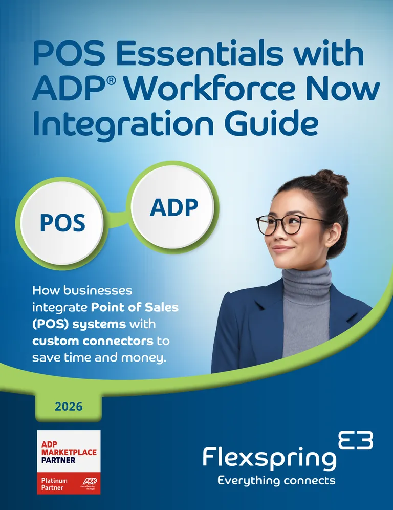 Cover of the POS Essentials with ADP Workforce Now Next Generation Integration Guide from Flexspring
