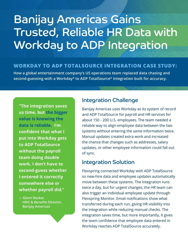 Banijay Americas Workday to ADP TotalSource integration case study