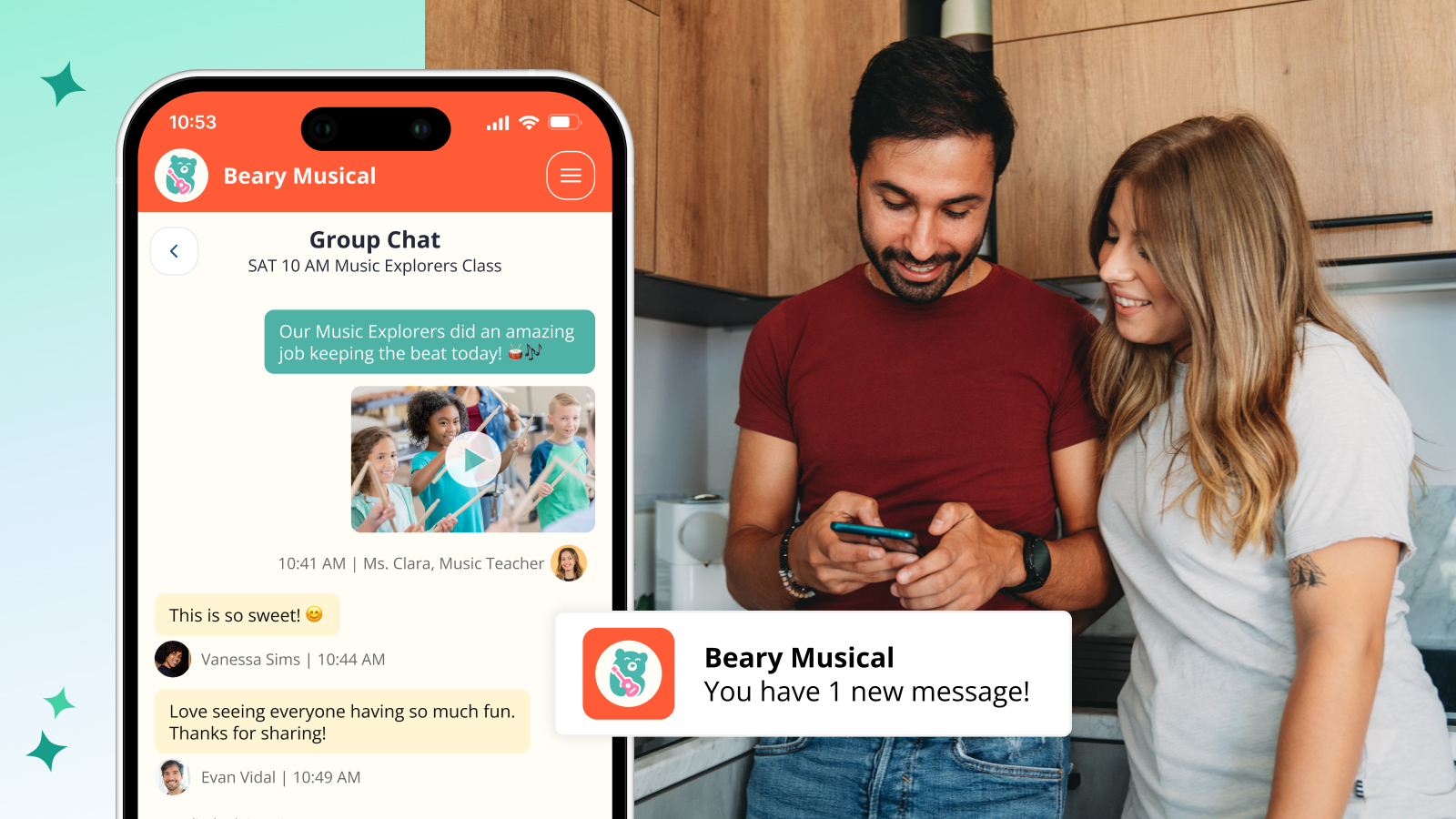 Children's activity provider messaging family
