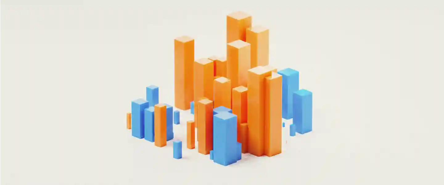 Modelo en 3D de columnas en variedad de tamaños