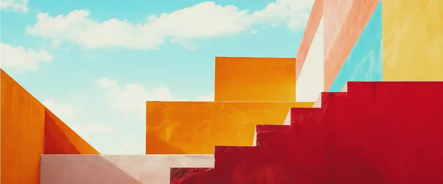Escaleras y paredes de colores