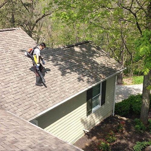 20/20 View employee dusting and cleaning roof in Columbus, OH
