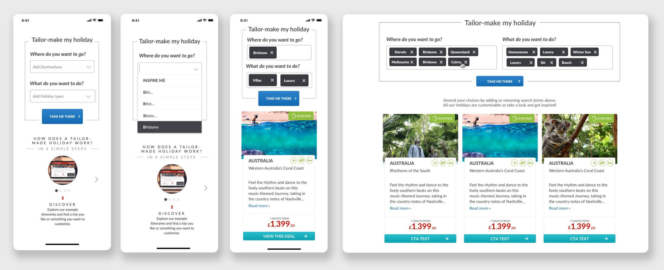 Flight Centre Booking App booking system screens