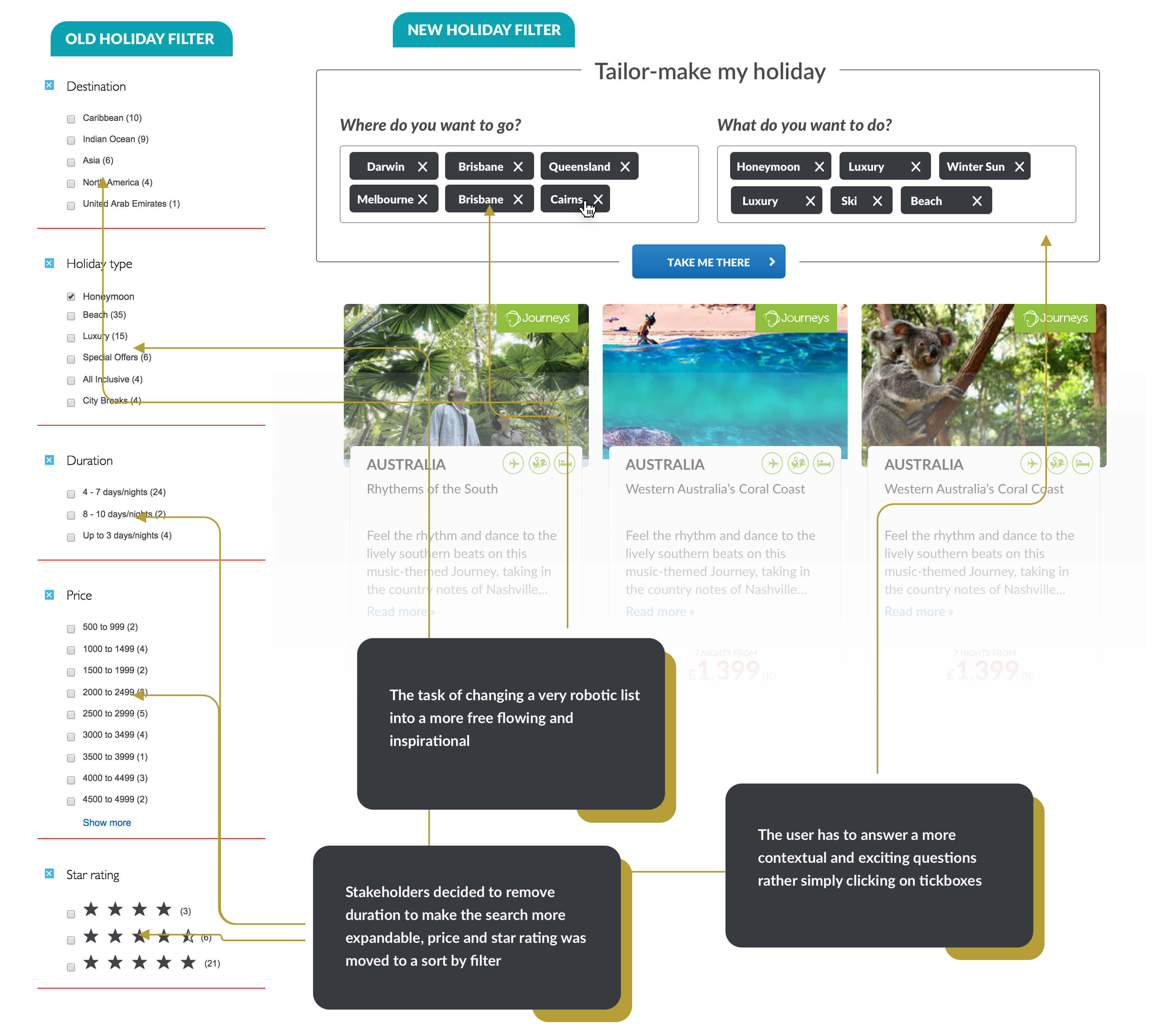 The before and after product design of the holiday filter