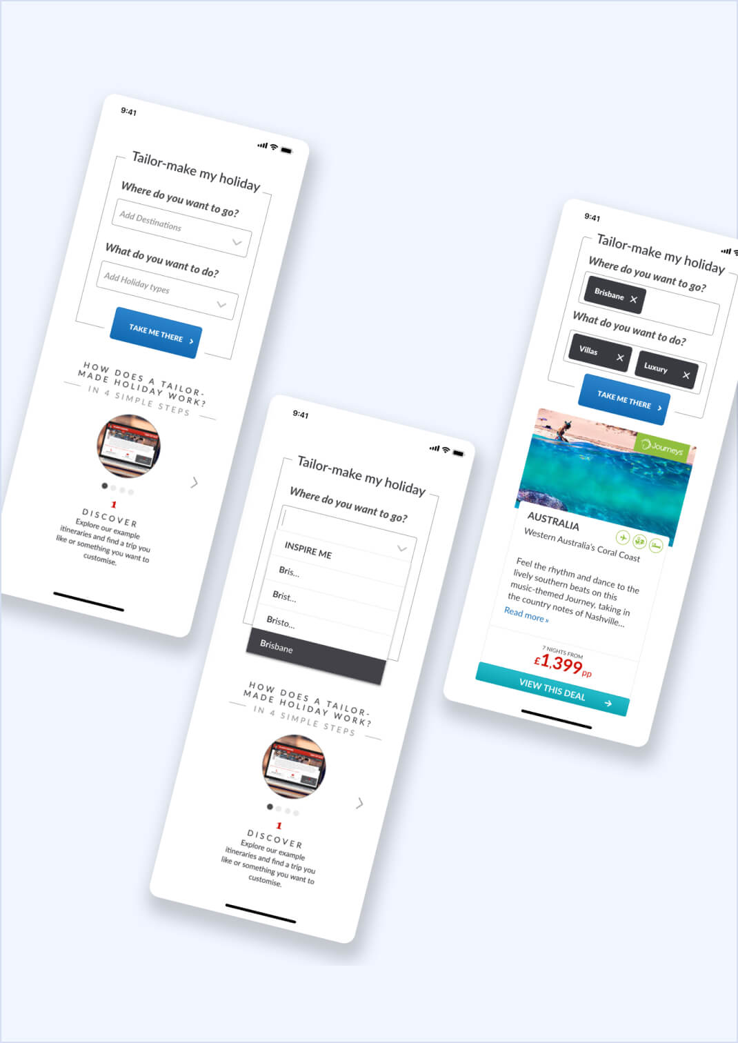 Holiday Planner Feature mobile screengrabs