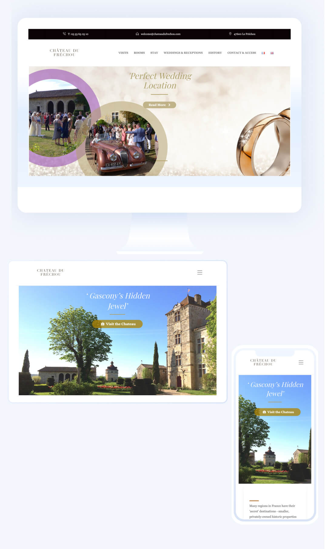 All devices showcase of Chateau du Frechou homepage
