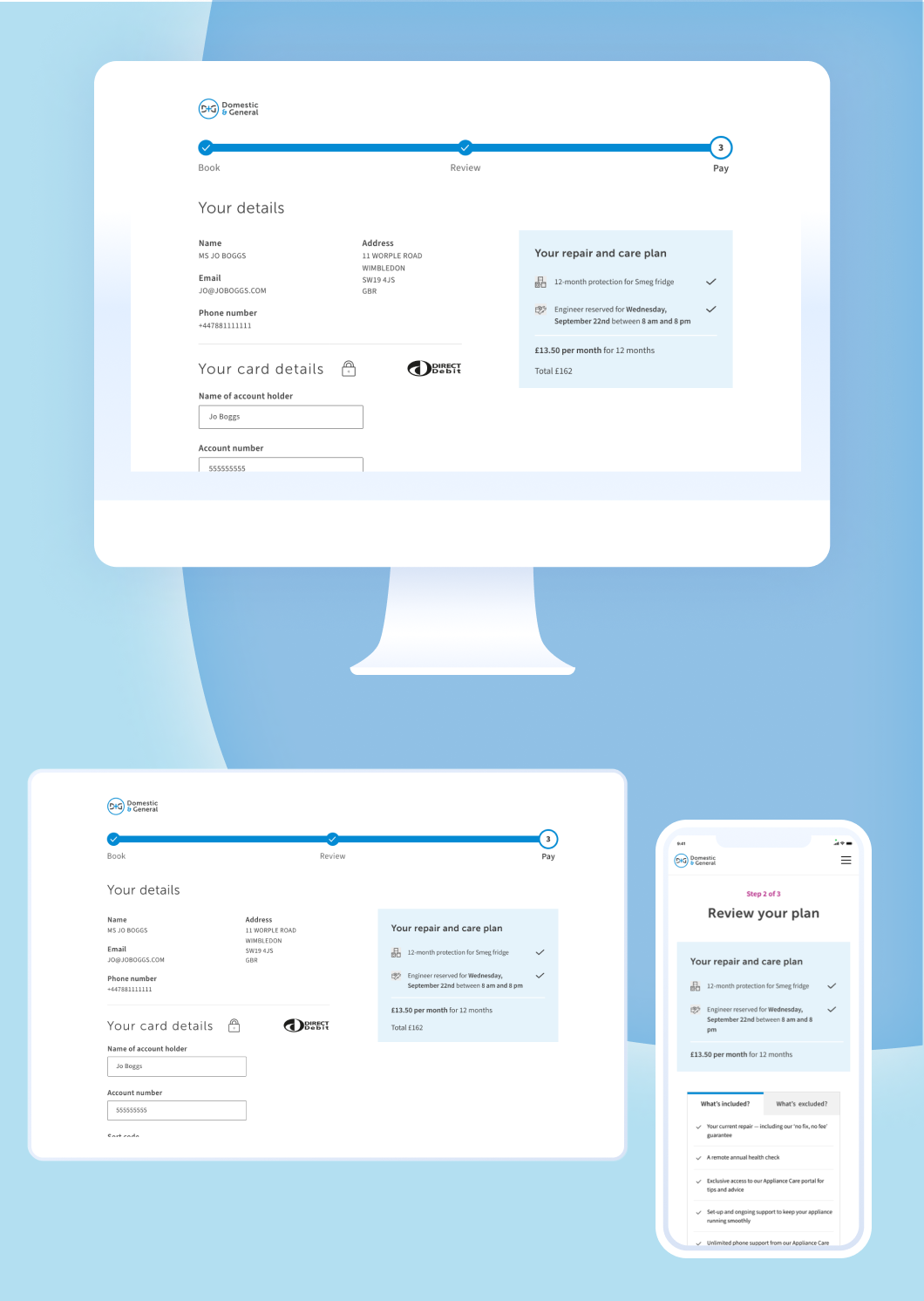 The Fraud Lawyers Association Responsive site showing desktop, mobile and tablet homepage