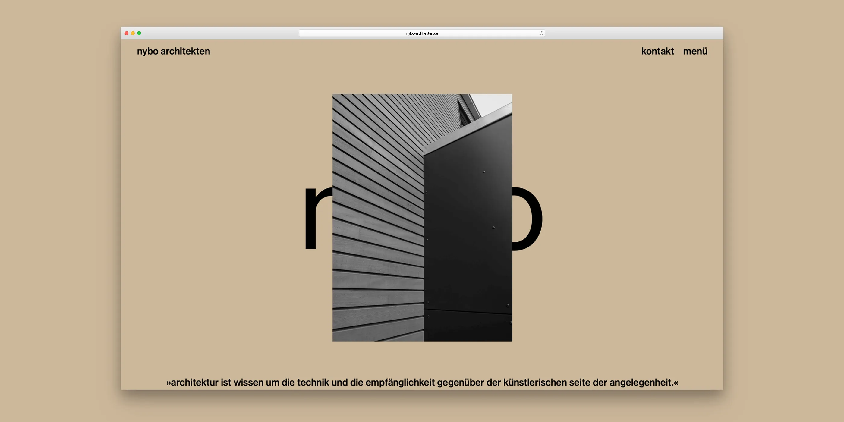 Façade detail and below a quote from Arne Jacobsen