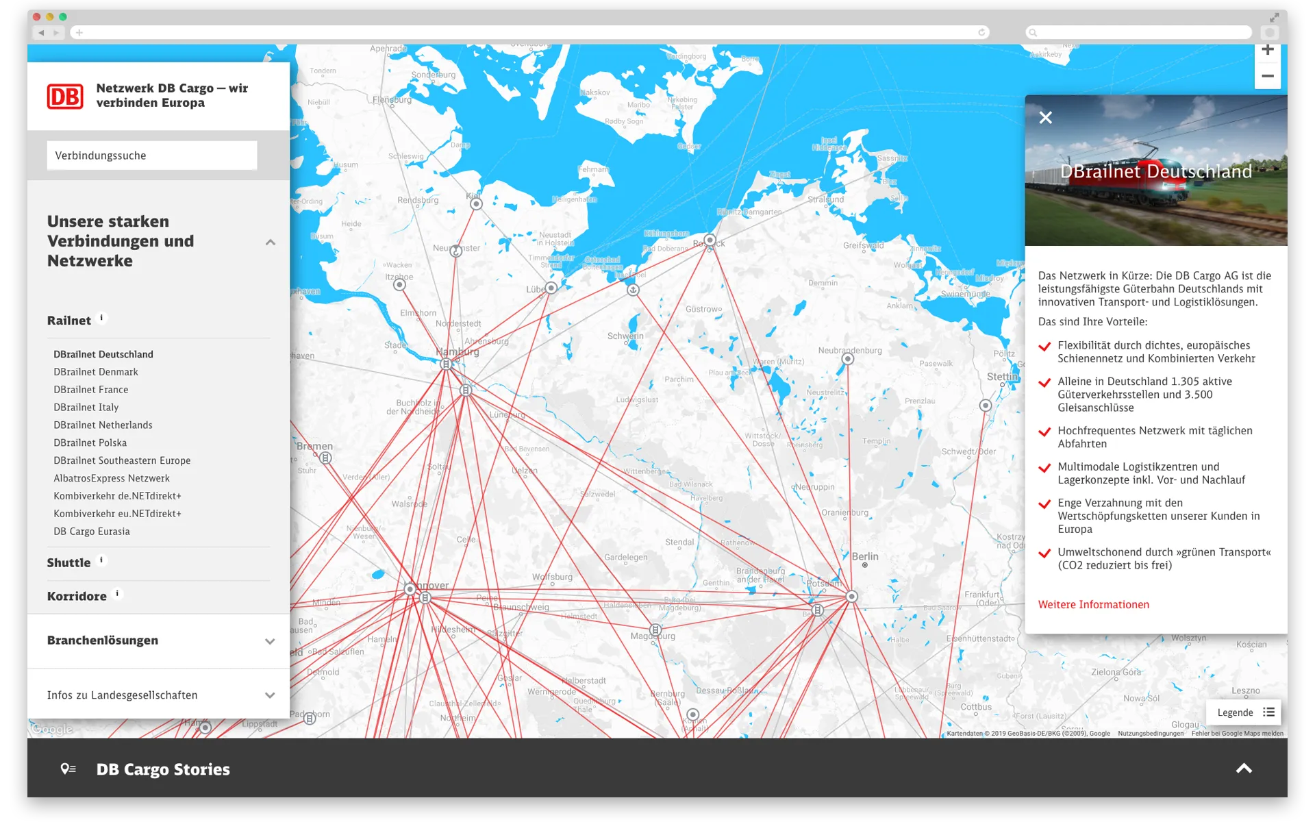 Network map with information text